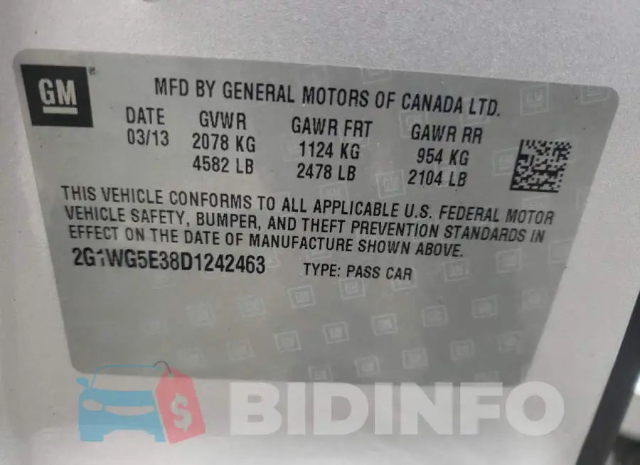 2G1WG5E38D1242463 Photo# 10