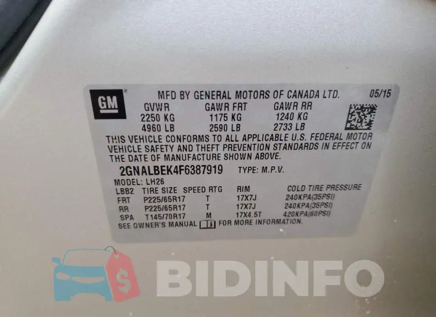 2GNALBEK4F6387919 Photo# 14