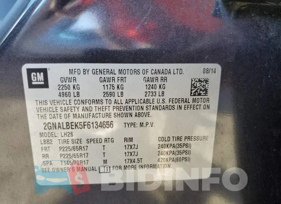 2GNALBEK5F6134656 Photo# 10