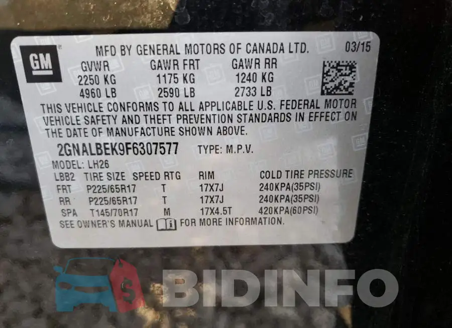 2GNALBEK9F6307577 Photo# 10