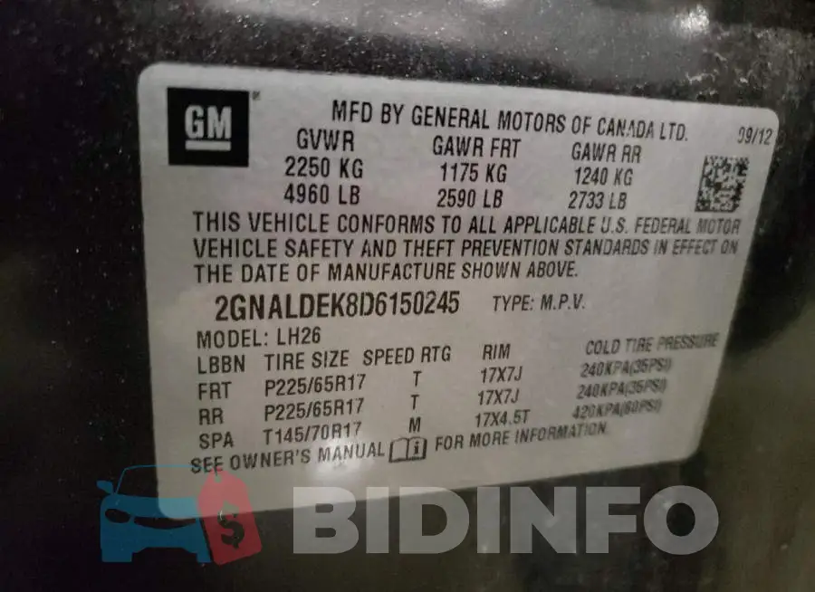 2GNALDEK8D6150245 Photo# 13