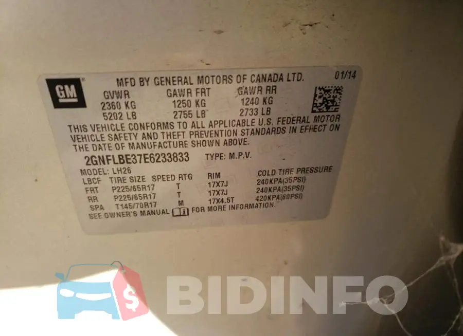 2GNFLBE37E6233833 Photo# 13