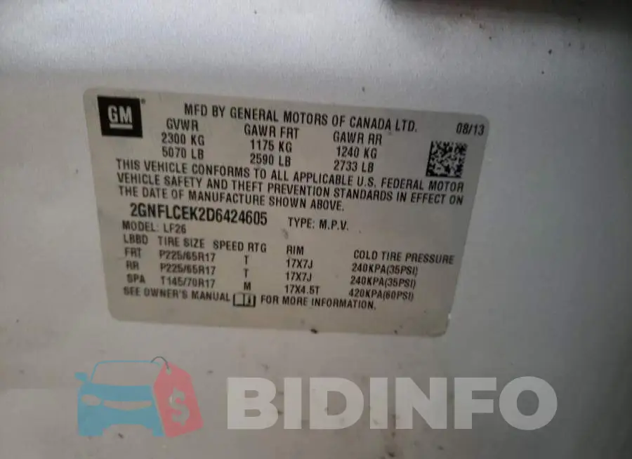 2GNFLCEK2D6424605 Photo# 10