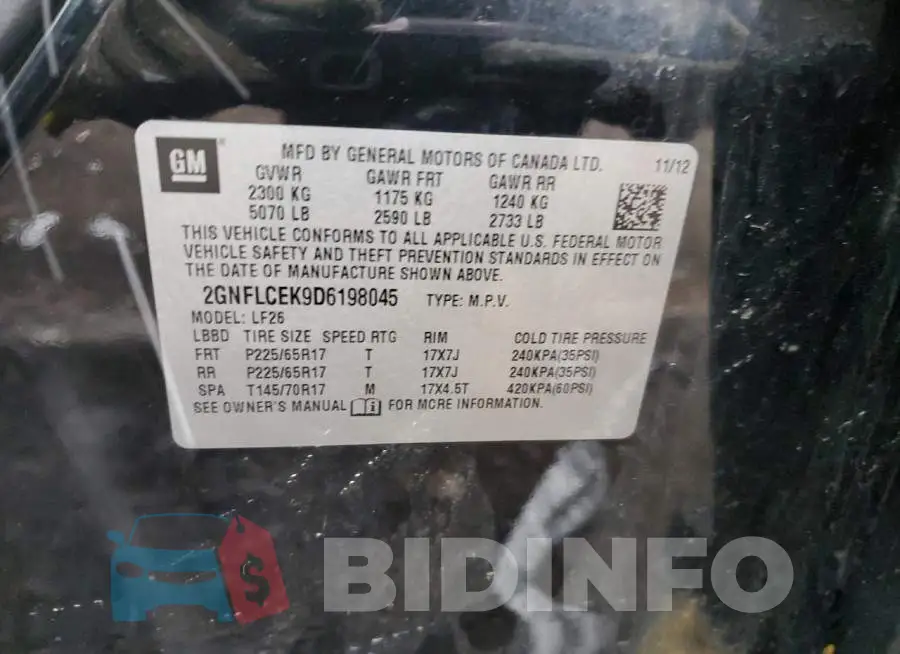 2GNFLCEK9D6198045 Photo# 13