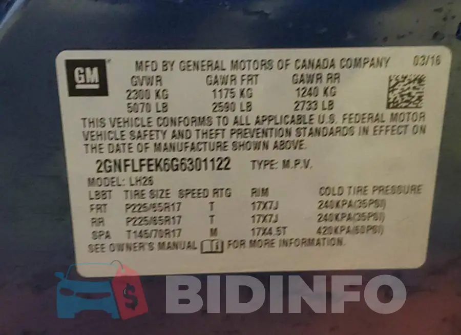 2GNFLFEK6G6301122 Photo# 13