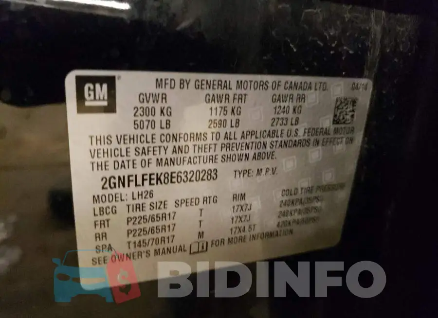 2GNFLFEK8E6320283 Photo# 10