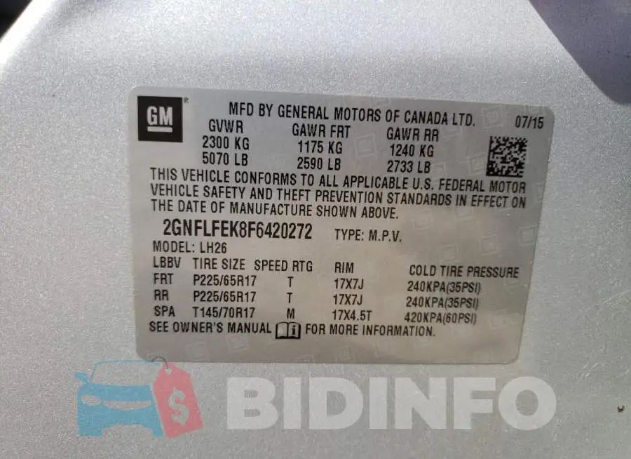 2GNFLFEK8F6420272 Photo# 10