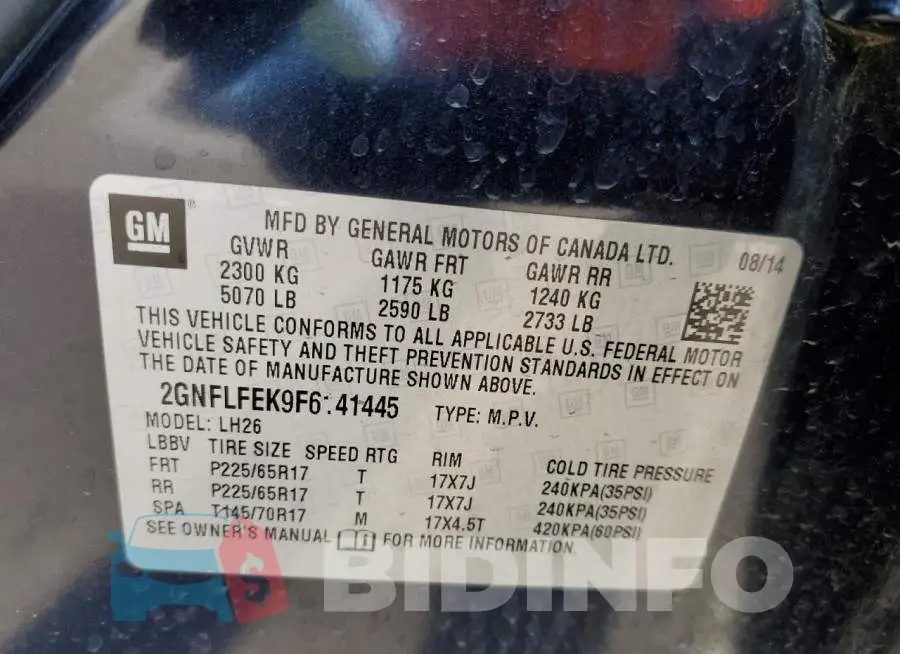 2GNFLFEK9F6141445 Photo# 10