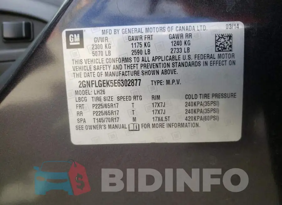 2GNFLGEK5E6302877 Photo# 10