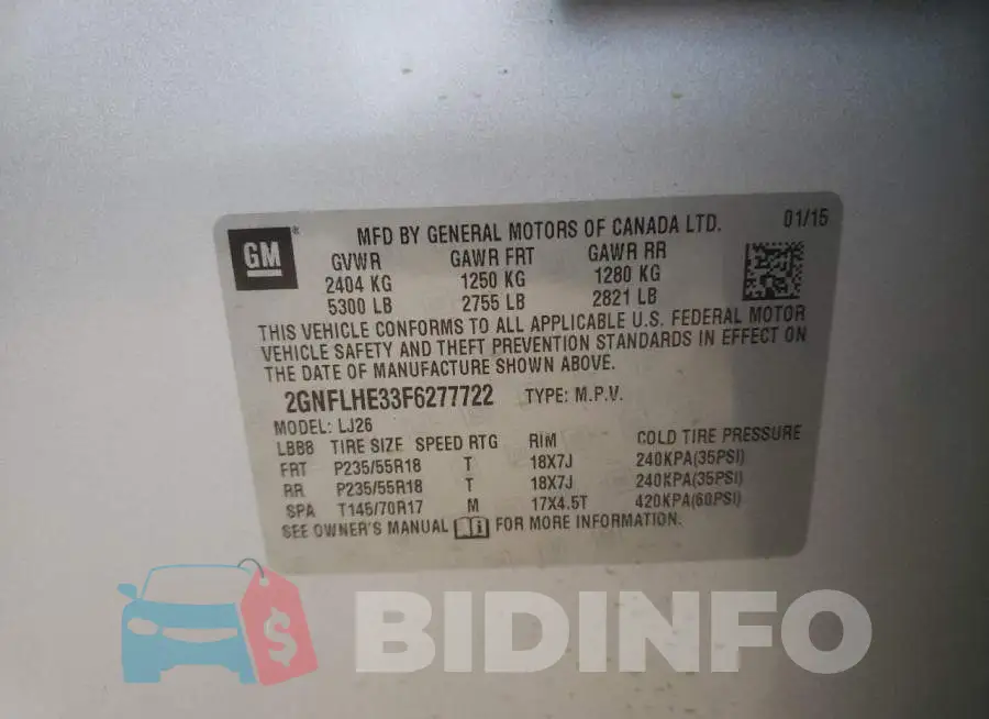 2GNFLHE33F6277722 Photo# 10
