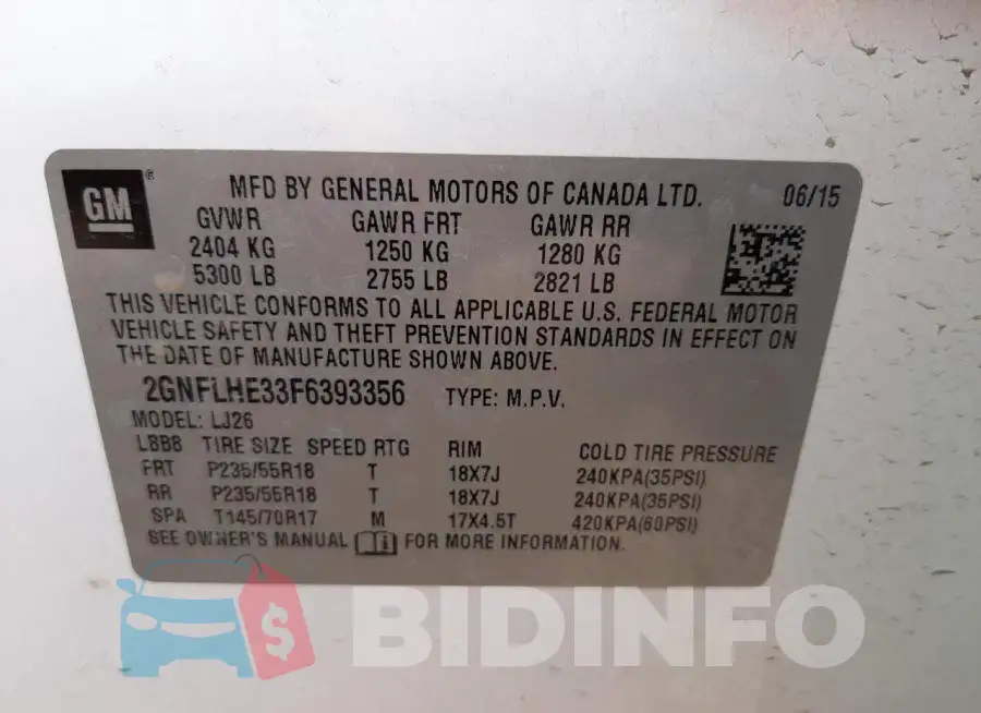 2GNFLHE33F6393356 Photo# 10
