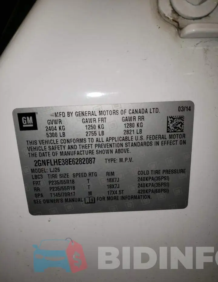 2GNFLHE38E6282087 Photo# 10