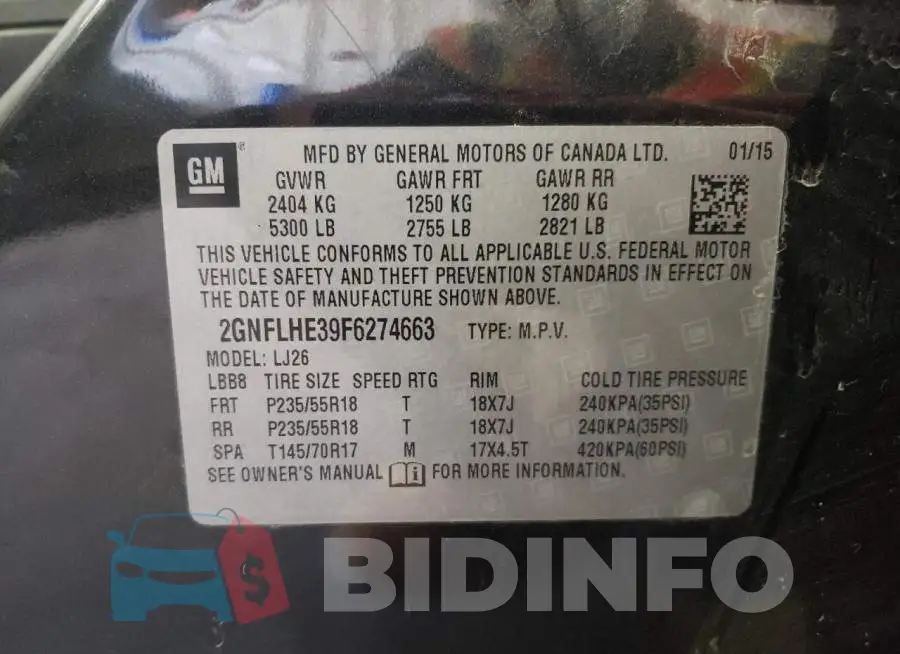 2GNFLHE39F6274663 Photo# 10