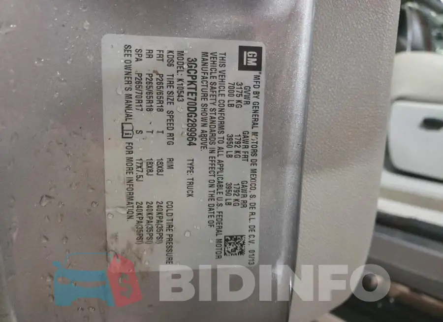 3GCPKTE70DG289964 Photo# 10
