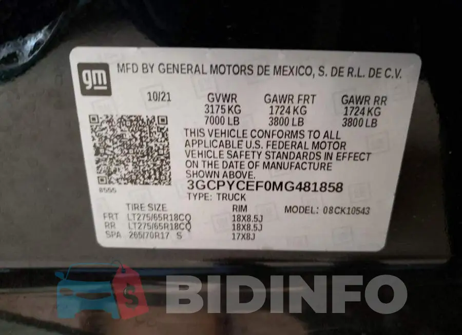 3GCPYCEF0MG481858 Photo# 10