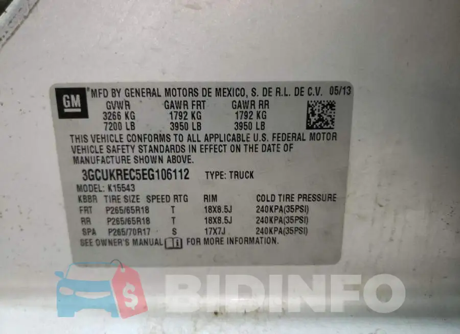 3GCUKREC5EG106112 Photo# 13