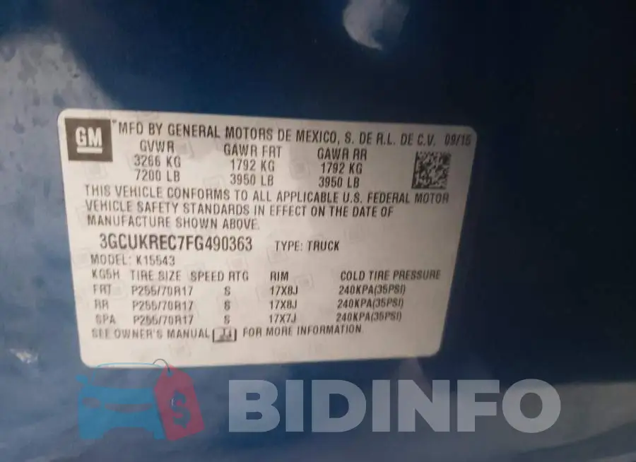 3GCUKREC7FG490363 Photo# 12