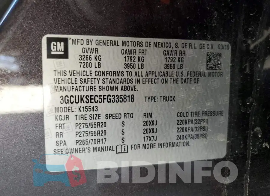 3GCUKSEC5FG335818 Photo# 10