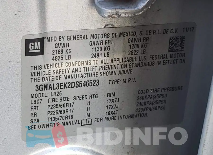 3GNAL3EK2DS546523 Photo# 13