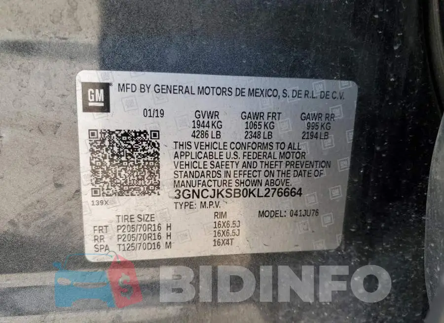 3GNCJKSB0KL276664 Photo# 14