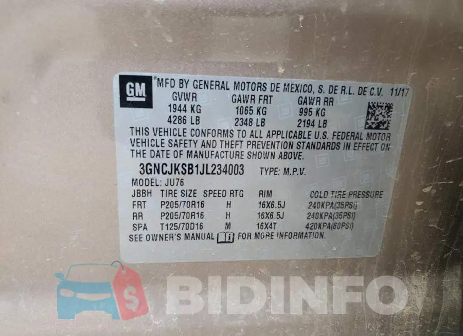 3GNCJKSB1JL234003 Photo# 10