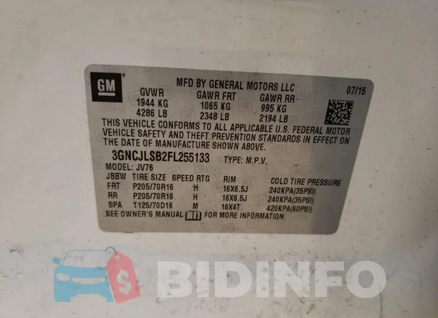 3GNCJLSB2FL255133 Photo# 10