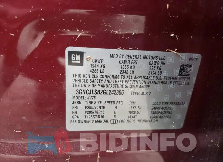 3GNCJLSB2GL242366 Photo# 10