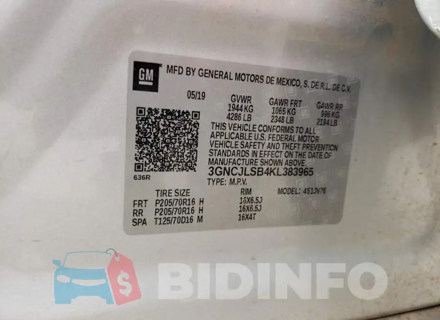 3GNCJLSB4KL383965 Photo# 10