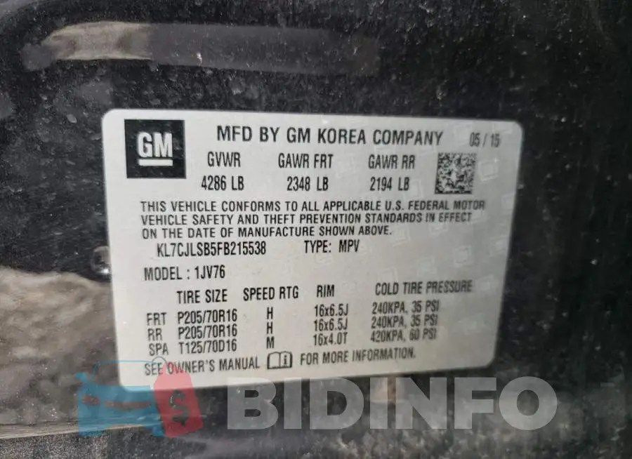 KL7CJLSB5FB215538 Photo# 10