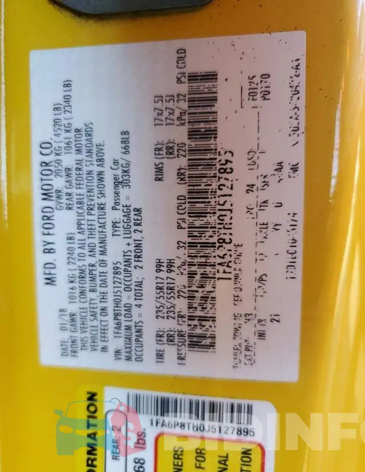1FA6P8TH0J5127895 Photo# 10