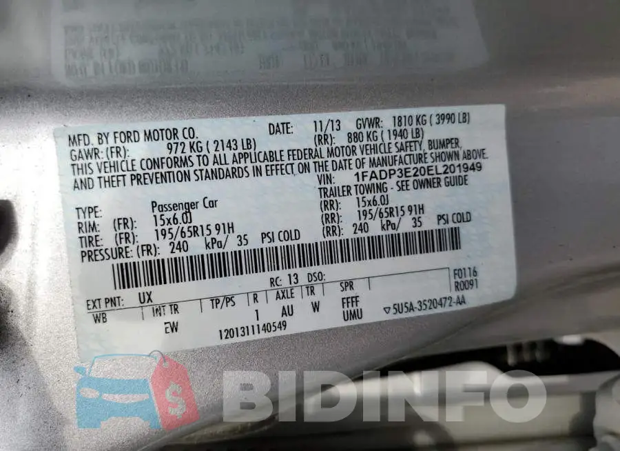 1FADP3E20EL201949 Photo# 12