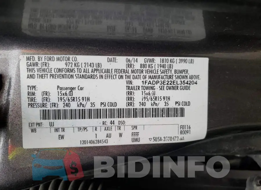 1FADP3E22EL354204 Photo# 13