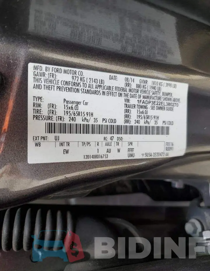 1FADP3E22EL380270 Photo# 10
