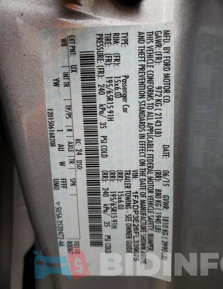 1FADP3E26FL339075 Photo# 12