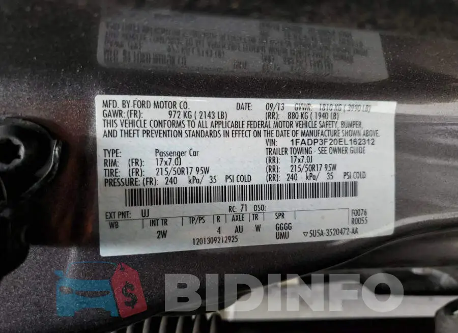 1FADP3F20EL162312 Photo# 10