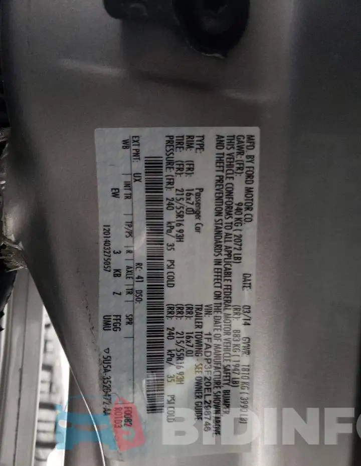 1FADP3F20EL298746 Photo# 10