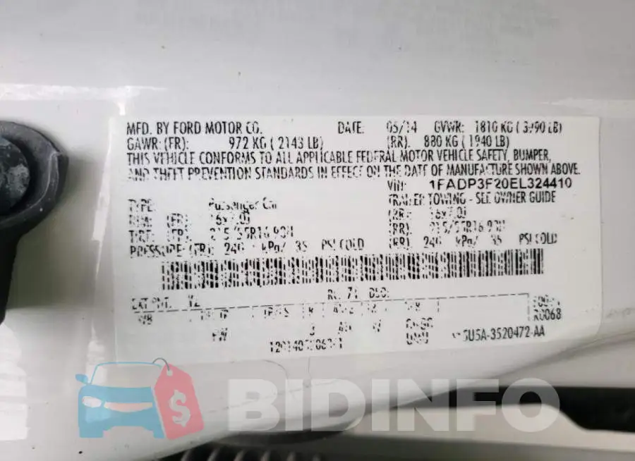 1FADP3F20EL324410 Photo# 10
