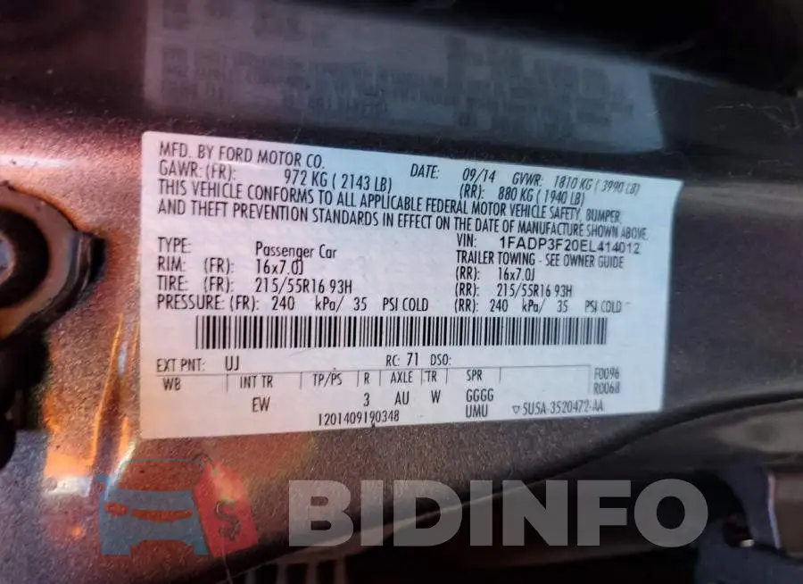 1FADP3F20EL414012 Photo# 12