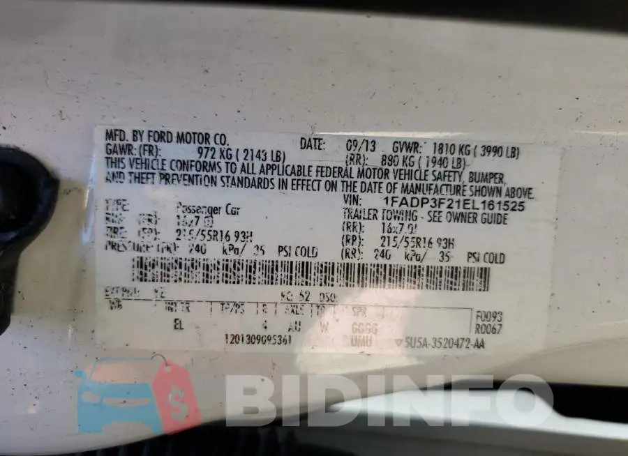 1FADP3F21EL161525 Photo# 10