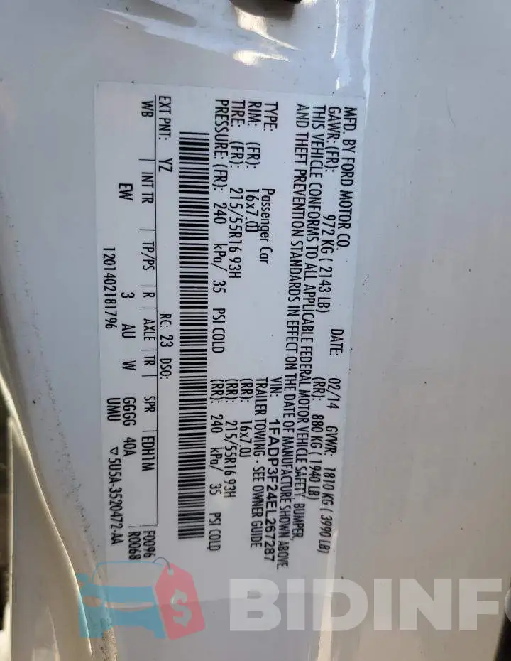 1FADP3F24EL267287 Photo# 10
