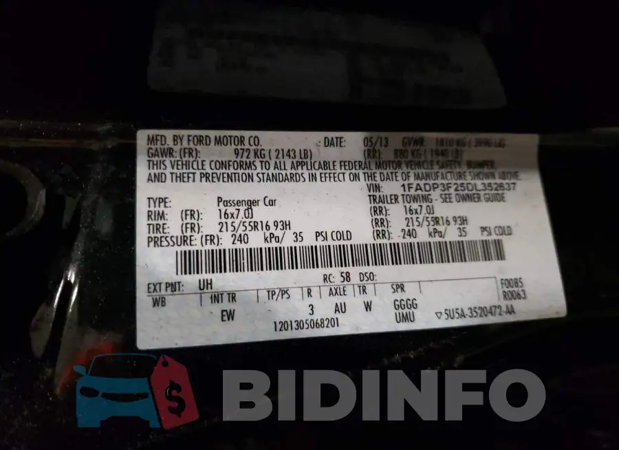 1FADP3F25DL352637 Photo# 10