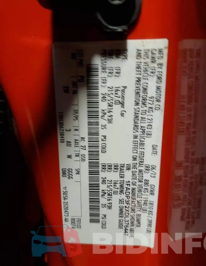 1FADP3F2XDL376447 Photo# 10