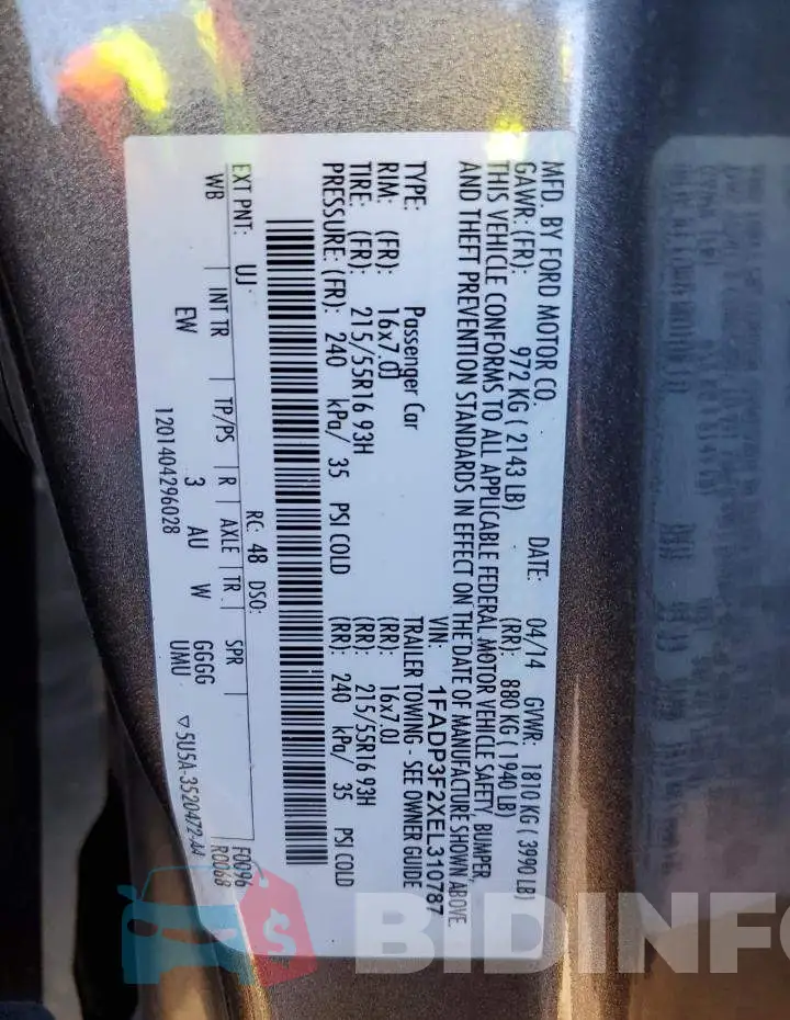 1FADP3F2XEL310787 Photo# 12