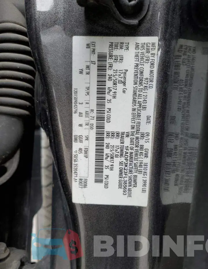 1FADP3K23FL385693 Photo# 10