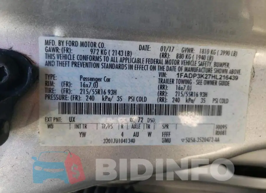 1FADP3K27HL216439 Photo# 12