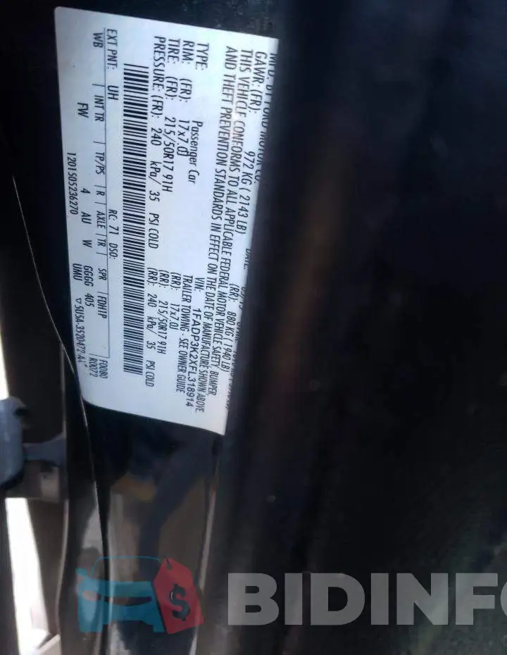 1FADP3K2XFL318914 Photo# 10