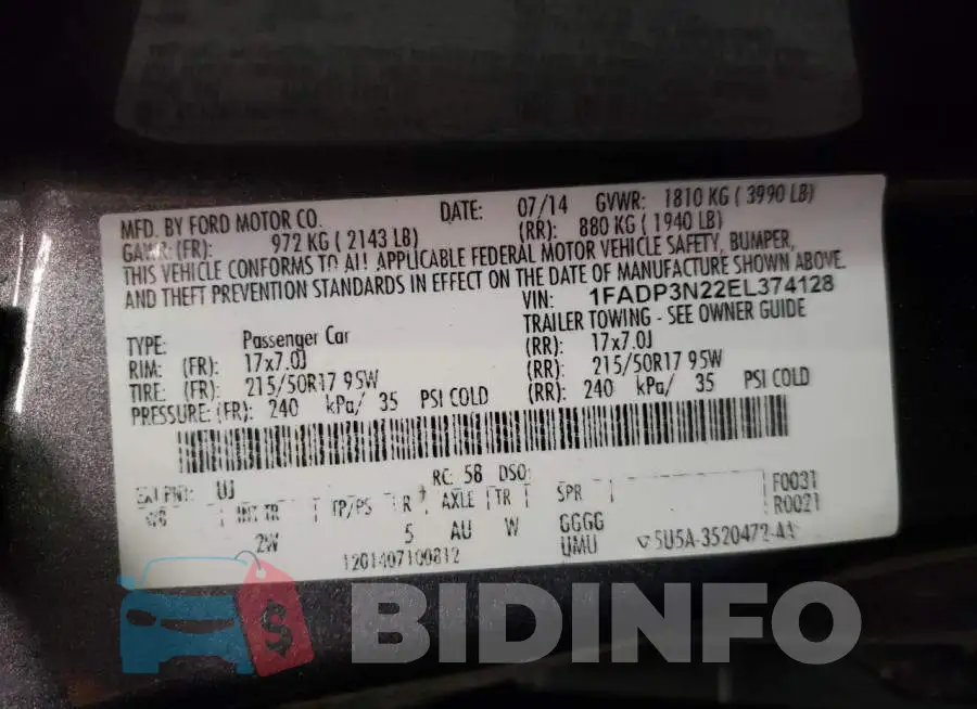 1FADP3N22EL374128 Photo# 10