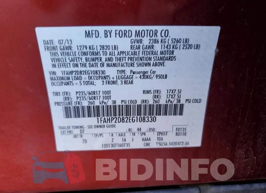 1FAHP2D82EG108330 Photo# 10