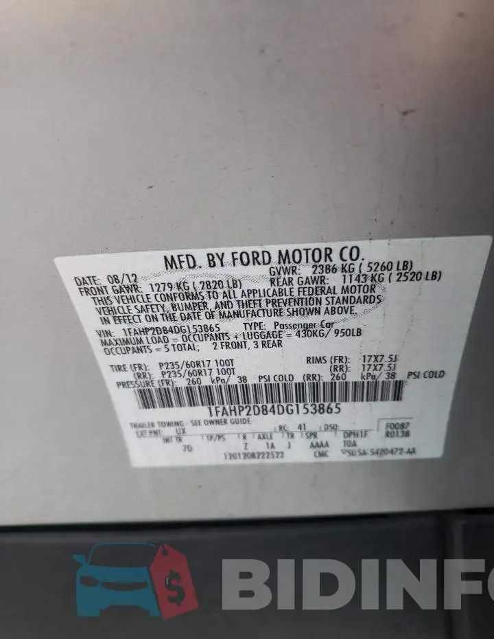 1FAHP2D84DG153865 Photo# 10