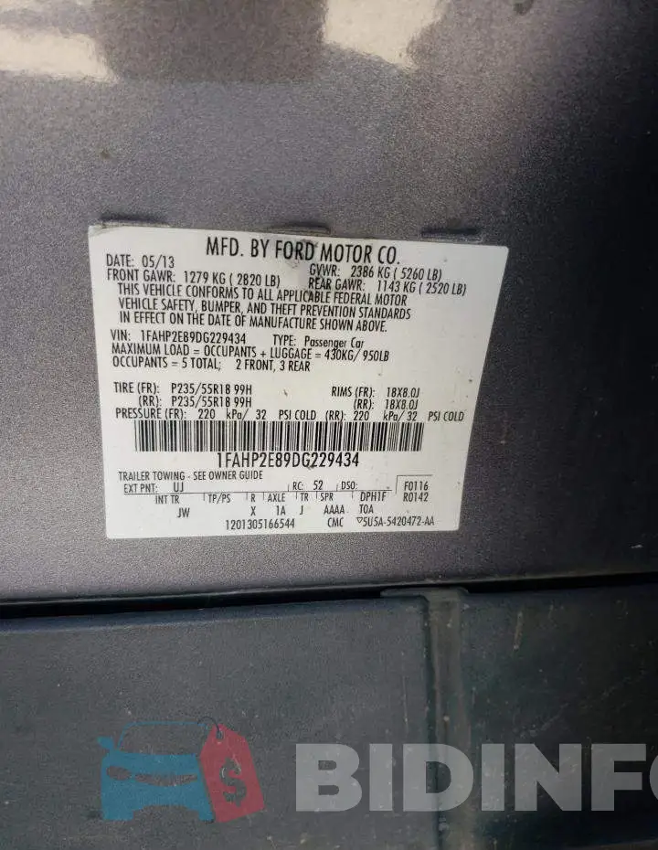 1FAHP2E89DG229434 Photo# 10